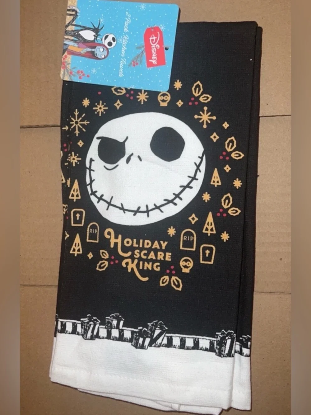 Disney Jack Skellington Holiday Scare King Black Kitchen Towel